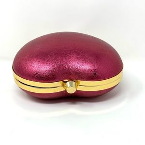 MICHAEL KORS Pearlized SM Heart Box Clutch /Leather/Hot Pink No Strap